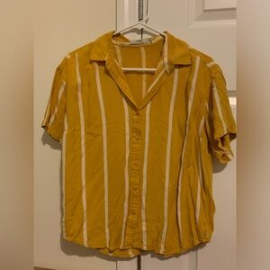 Yellow striped button down blouse